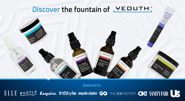 YEOUTH Skincare deal banner showing 65 percent off